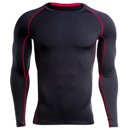 SIGETU Men Long Sleeve Quick-drying Sportswear (Color:Black Grey Size:XXXXL)