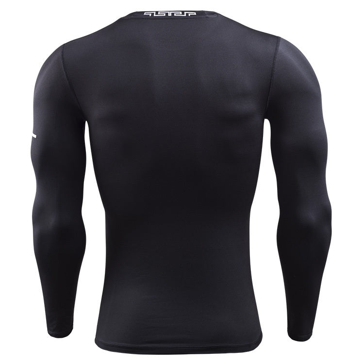 SIGETU Men Long Sleeve Quick-drying Workout Clothes (Color:Black Size:XXL)