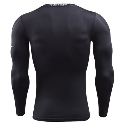 SIGETU Men Long Sleeve Quick-drying Workout Clothes (Color:Black Size:XXL)