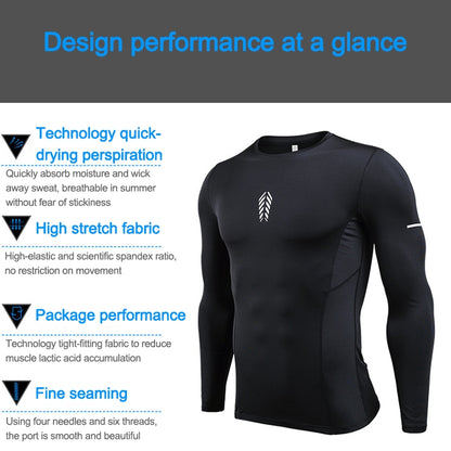 SIGETU Men Long Sleeve Quick-drying Workout Clothes (Color:Black Size:XXL)