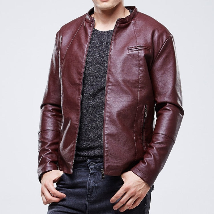 Men Slim-fit Washed PU Leather Jacket