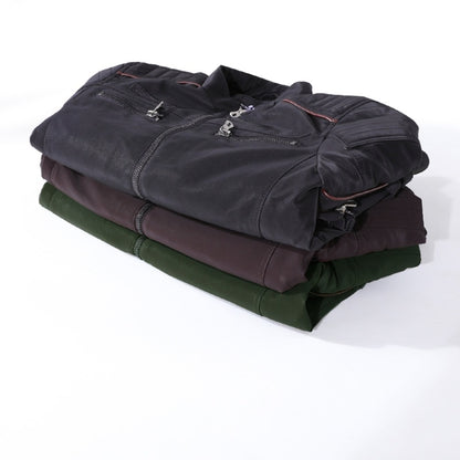 Men Casual Leather Jacket Coat(Color:Coffee Size:XXXL)