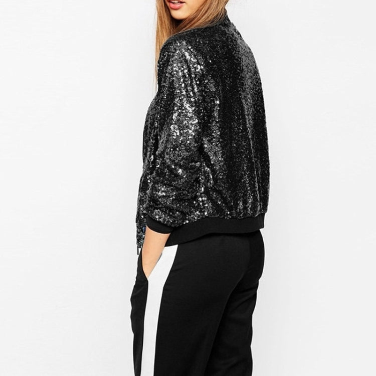 Women Wild Casual Sequin Jacket Short Coat (Color:Gold Size:XXL)