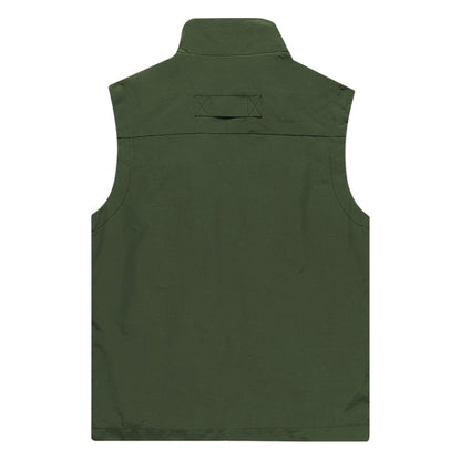 Men Sleeveless Stand Collar Loose Vest Multi-pockets Vest