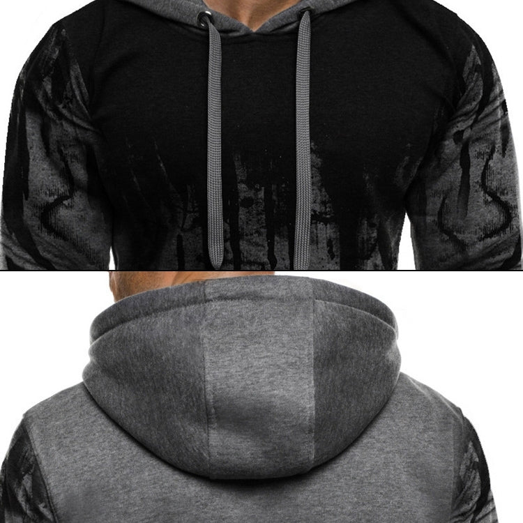 Men Loose Print Hoodie Sport Sweatshirt Set (Color:Army Green Size:XXXL)