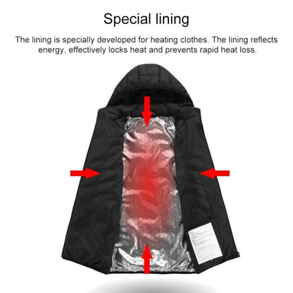 USB Heated Smart Constant Temperature Hooded Warm Coat for Men and Women (Color:Dark Blue Size:XXXXL)