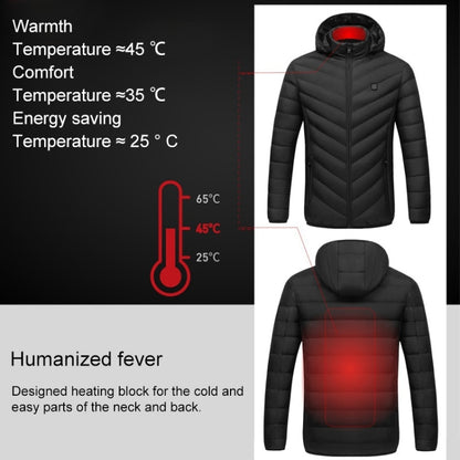 USB Heated Smart Constant Temperature Hooded Warm Coat for Men and Women (Color:Dark Blue Size:XXXXL)