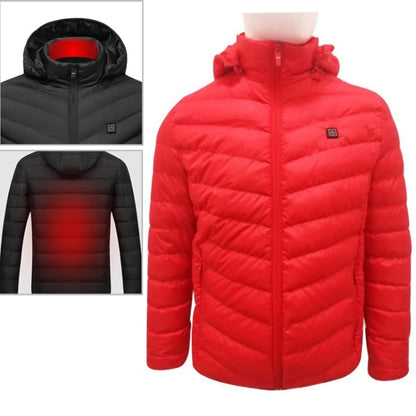 USB Heated Smart Constant Temperature Hooded Warm Coat for Men and Women (Color:Dark Blue Size:XXXXL)