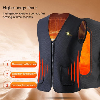 Plus Velvet Inside Men and Women Intelligent Charging Heating Vest Warm Clothes(Color:Black Size:XXXL)
