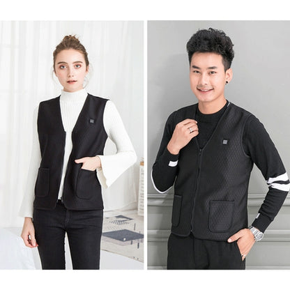 Plus Velvet Inside Men and Women Intelligent Charging Heating Vest Warm Clothes(Color:Black Size:XXXL)