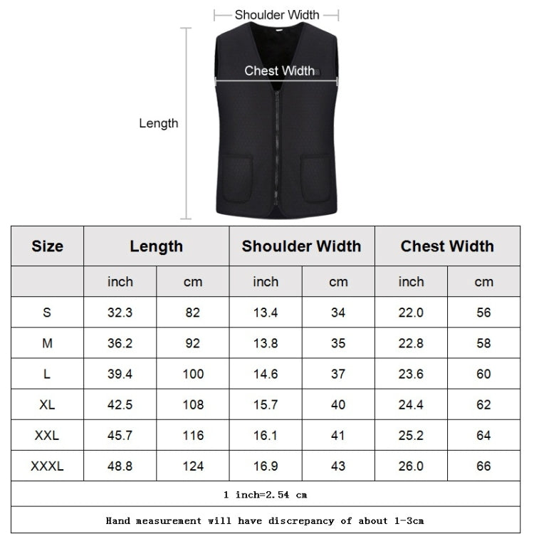 Plus Velvet Inside Men and Women Intelligent Charging Heating Vest Warm Clothes(Color:Black Size:XXXL)