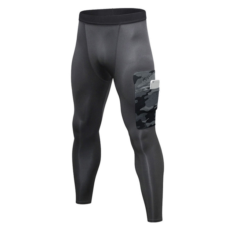 Camouflage Pocket Training Running Fast Dry High Elastic Sports Casual Tights (Color:Black Camouflage Green Size:S)