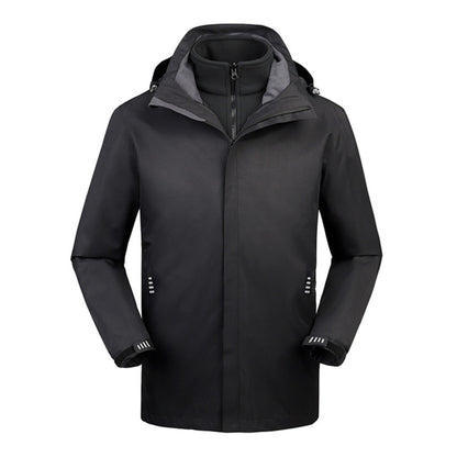 Mens Detachable Two Piece Warm, Waterproof And Breathable Couples Stormsuit (Color:Gentleman Grey Size:XXXXL)