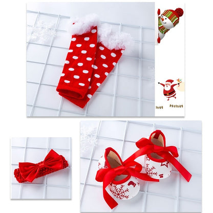 Four-piece Baby Snowflake Long-sleeved Dress (Color:Candy Size:59)