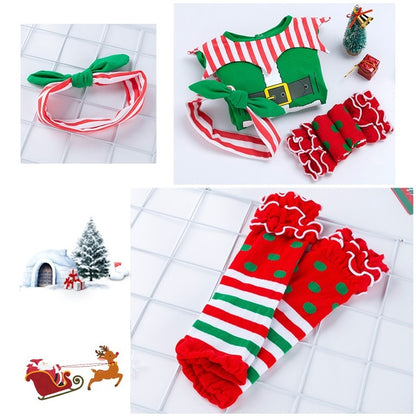 Christmas Baby Short-sleeved Three-piece Baby Romper Tutu Skirt