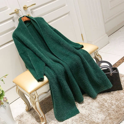 Loose Bat Plus Size Thickened Nightgown Women Knitted Cardigan Sweater Coat