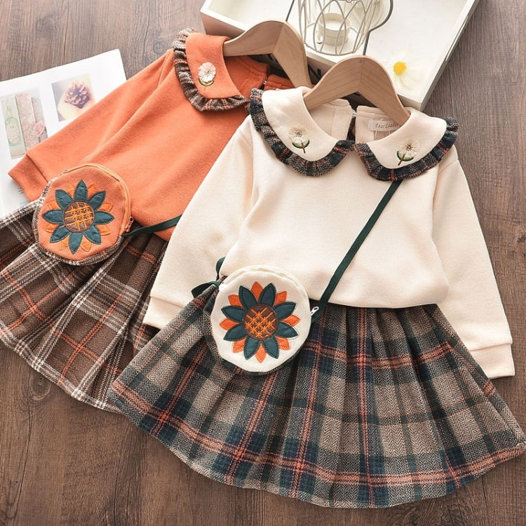 Plaid Top + Pleated Half-length Princess Skirt Two-piece Suit