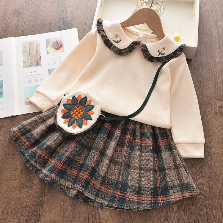 Plaid Top + Pleated Half-length Princess Skirt Two-piece Suit