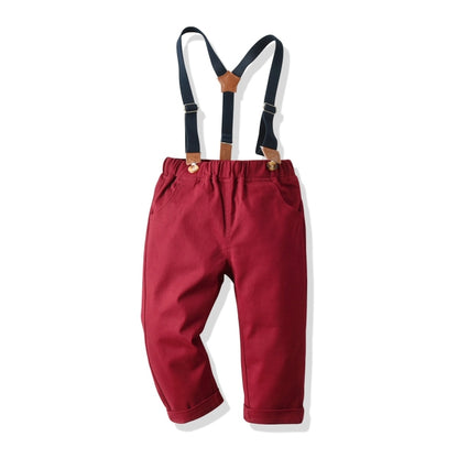 Boys Striped Shirt + Suspenders Trousers Suit