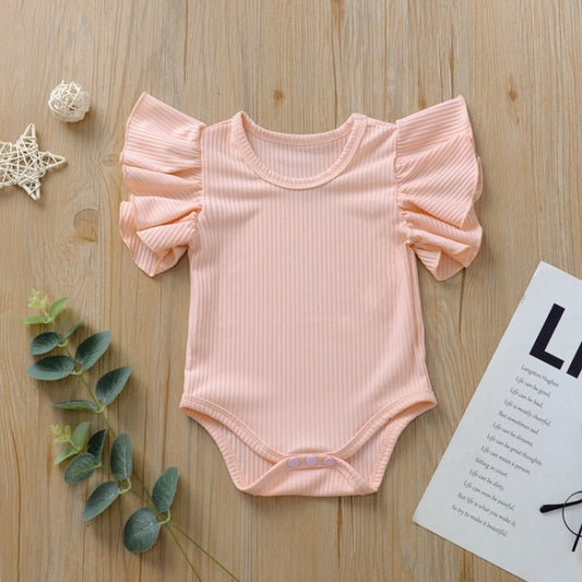 Baby One-piece Romper With Large Lace Sleeves