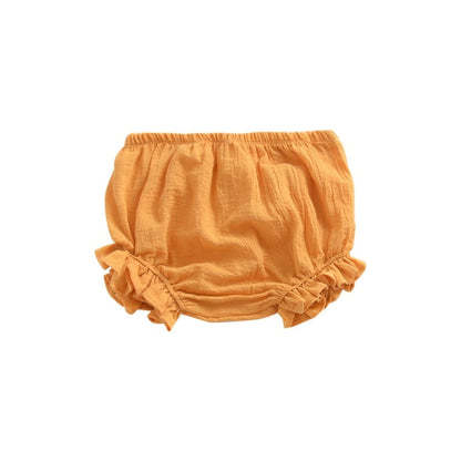 Pure Color Cotton And Linen Lace Casual Triangle Shorts