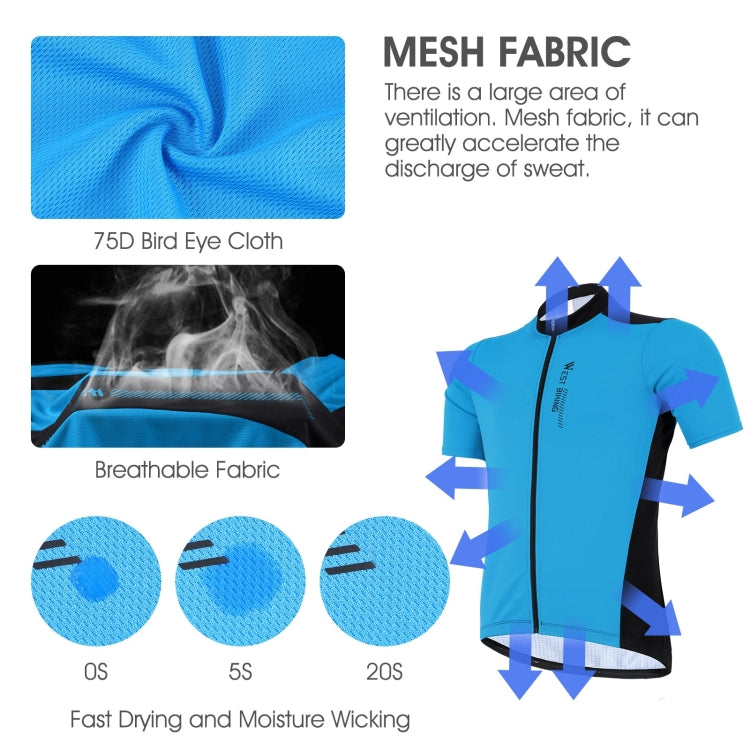 WEST BIKING YP0206163 Summer Polyester Mesh Breathable Sunscreen Cycling Jersey Zipper Sports Short Sleeve Top for Men