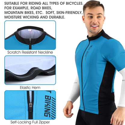 WEST BIKING YP0206163 Summer Polyester Mesh Breathable Sunscreen Cycling Jersey Zipper Sports Short Sleeve Top for Men