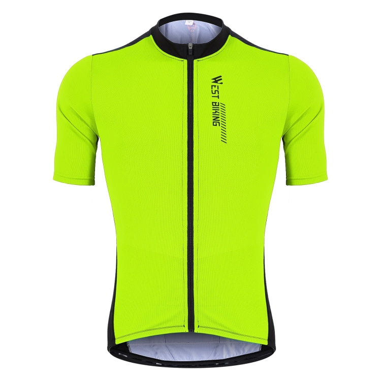 WEST BIKING YP0206163 Summer Polyester Mesh Breathable Sunscreen Cycling Jersey Zipper Sports Short Sleeve Top for Men