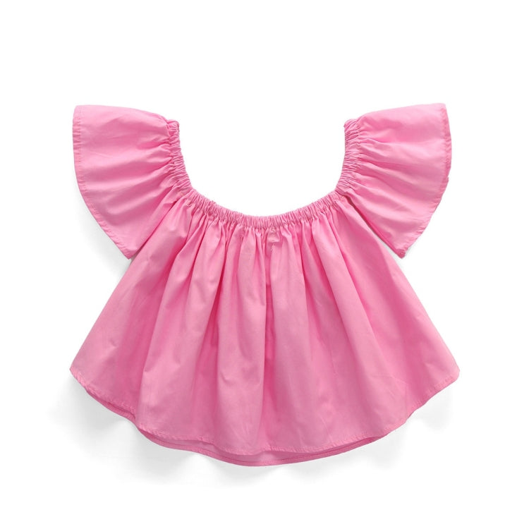 Girls Three-piece Pink Blouse Ripped Jeans Suit (Color:As Show Size:110cm)