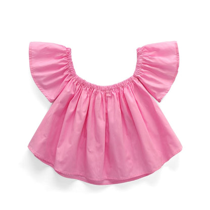 Girls Three-piece Pink Blouse Ripped Jeans Suit (Color:As Show Size:110cm)