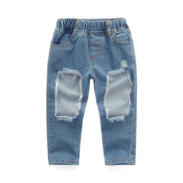Girls Three-piece Pink Blouse Ripped Jeans Suit (Color:As Show Size:110cm)